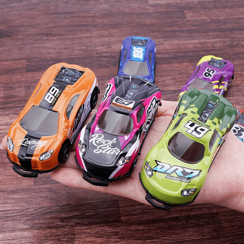 Spielzeug-Rennwagen Set, bunt, Kunststoff, Handgröße, für Kinder, Indoor-Spielzeug, Geschenkidee.