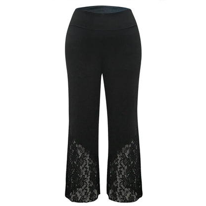 Schwarze Damenhose mit Spitze, elegant, aus Baumwolle, ideal für Abendmode und besondere Anlässe.