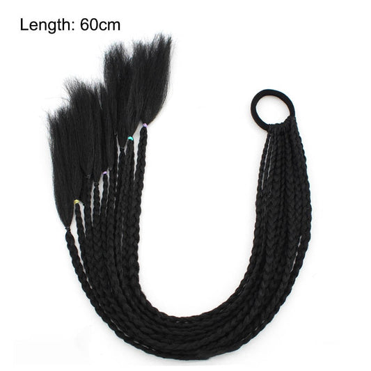 Schwarze synthetische Haarverlängerung, geflochten, 60 cm Länge, für Cosplay und Styling.