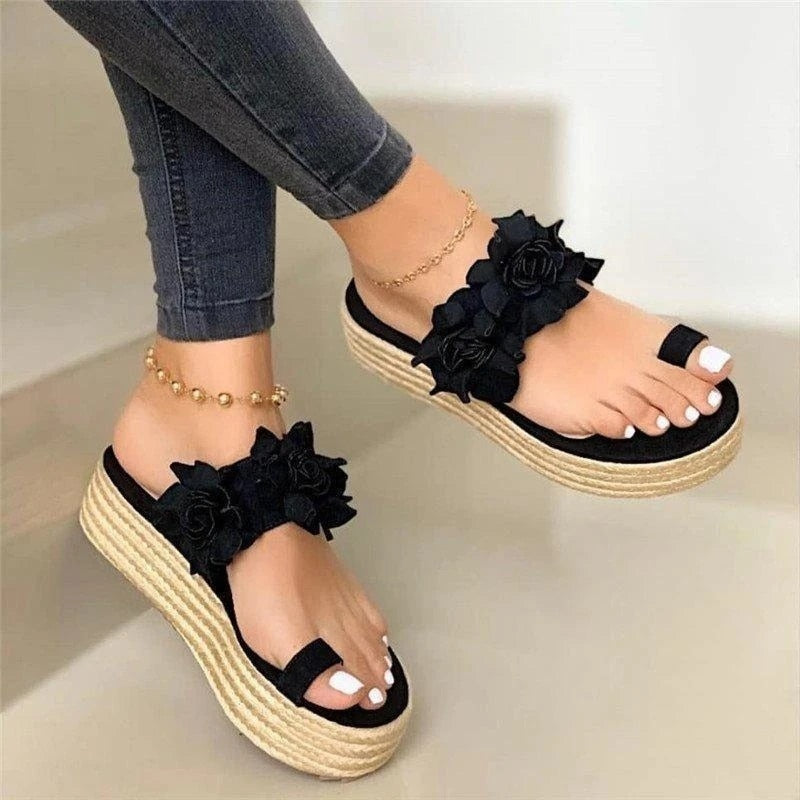 Bequeme Damen Orthopädische Sommerschuhe mit Blumenmuster – Linora