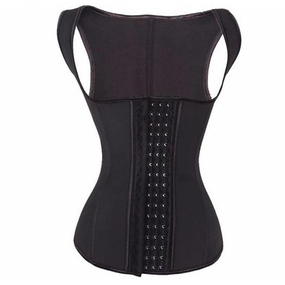 Schwarzes Taillenkorsett aus Latex mit Hakenverschluss, figurformend, Damenmode.