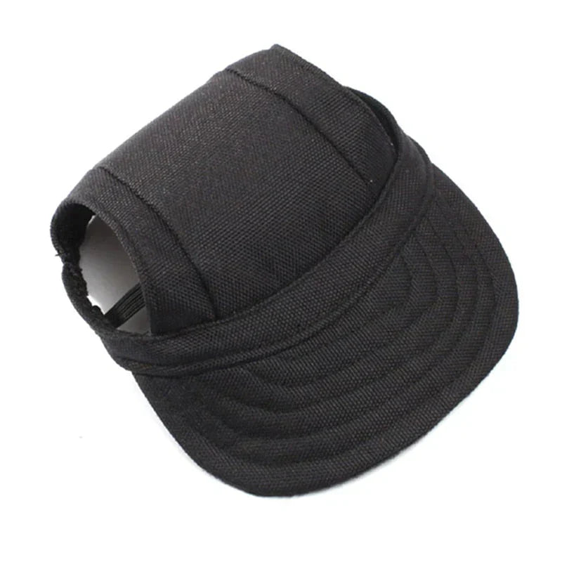 Schwarze Hundemütze aus Baumwolle, verstellbar, Sonnenschutz, Haustierzubehör.