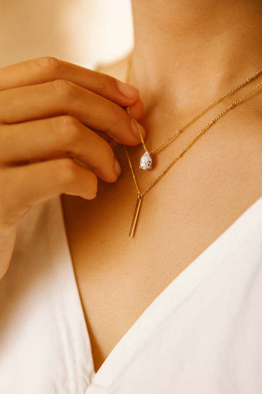 Hals Glitzer | Gold-Anhänger Halskette Set Vintage-Schmuck