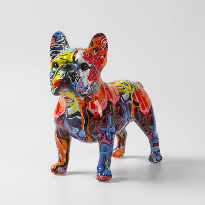 Handbeschilderd Bulldog-Beeldje In Graffitistijl - Frenzzo