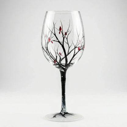 Handbeschilderd Wijnglas Met Natuurmotief - TreeGlass