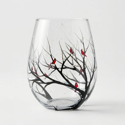 Handbeschilderd Wijnglas Met Natuurmotief - TreeGlass