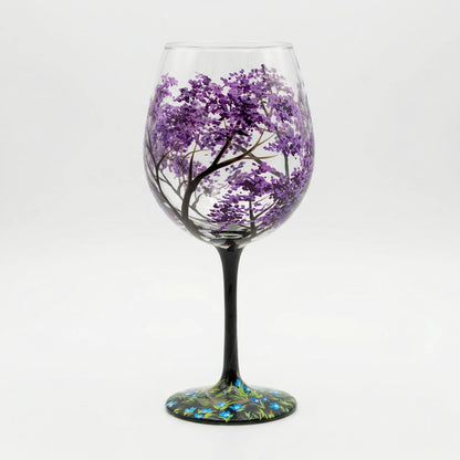 Handbeschilderd Wijnglas Met Natuurmotief - TreeGlass
