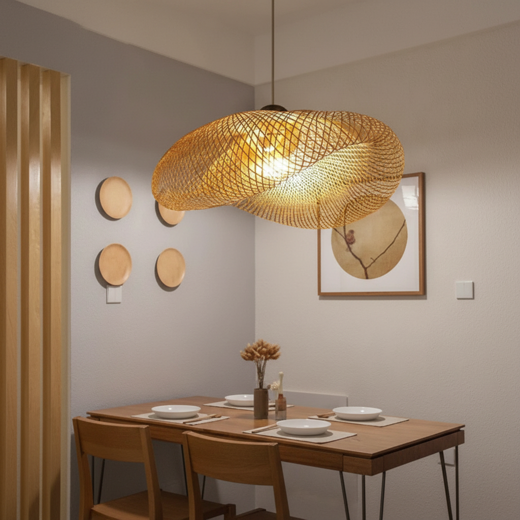 Handgewebte Rattan Hängeleuchte - WeaveLight