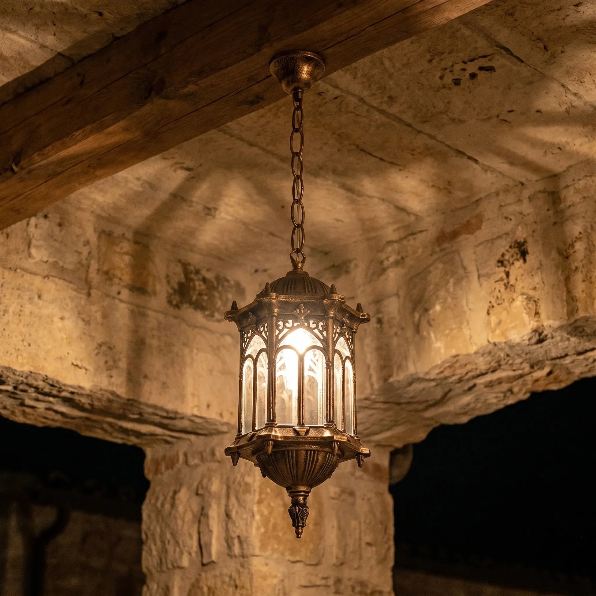 Hanging Lantern Pendant Light With Ornate Metalwork -  Lanthernis
