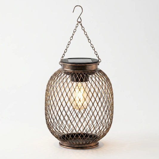Hanging Solar Lantern With Mesh Cage -  Solantis