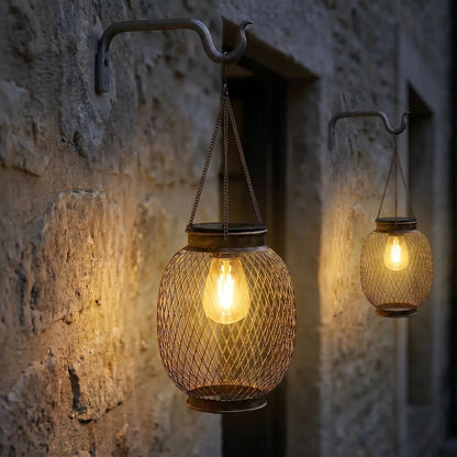 Hanging Solar Lantern With Mesh Cage -  Solantis