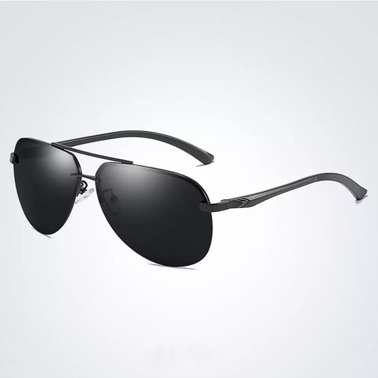 Schwarze Piloten-Sonnenbrille, Metallrahmen, UV-Schutz, modisches Accessoire.