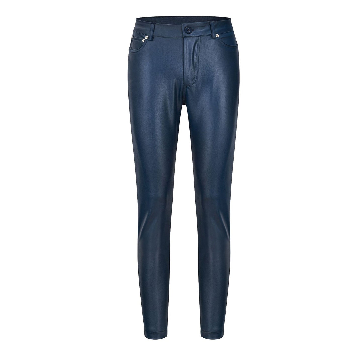 Leder-Stretchhose mit hohem Bund – Raffaela
