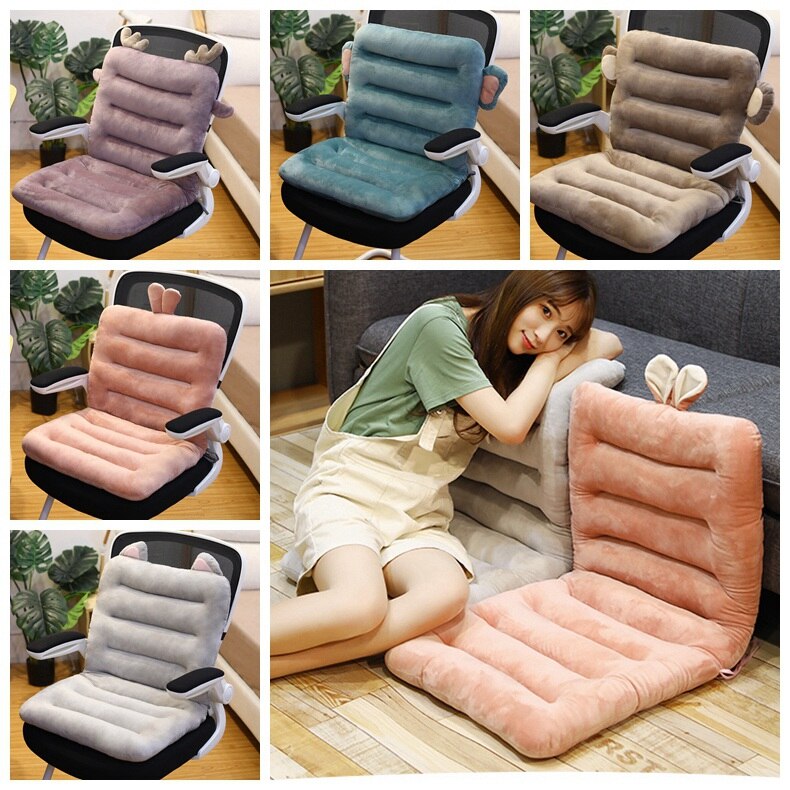 Plüsch-Sitzkissen mit Rückenlehne, verschiedene Farben, ergonomisch, für Bürostühle.