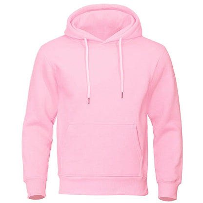 Rosa Kapuzenpullover mit Kordel, Känguru-Tasche und gerippten Bündchen in der Vorderansicht 1