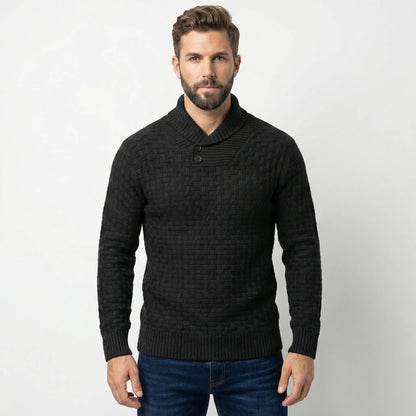 Herrenpullover Mit Schalkragen Und Strickmuster - Lenny