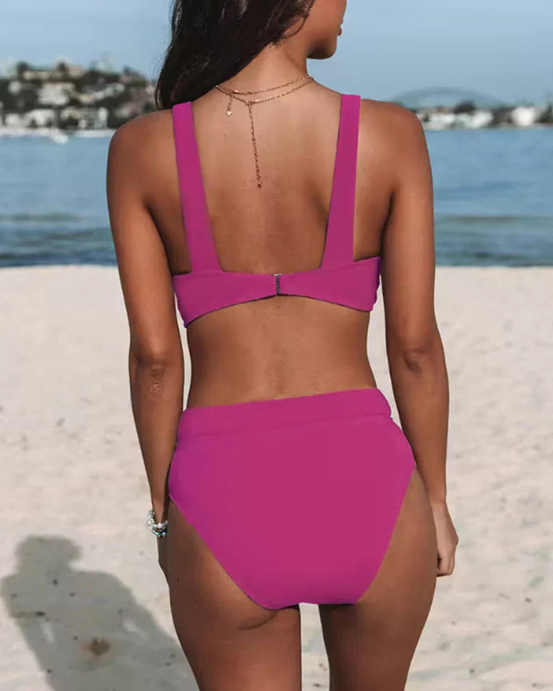 High-Waisted Wrap-Top Bikini Set - Meghan