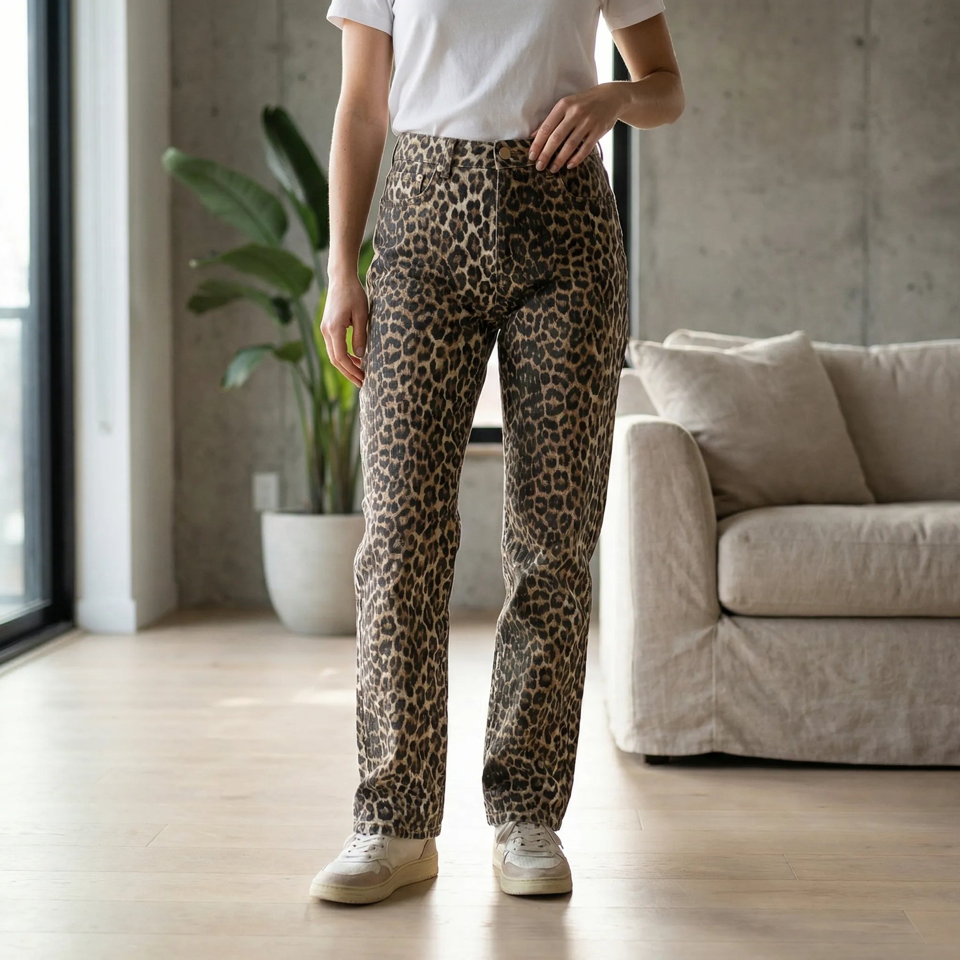 Hochgeschnittene Jeans Mit Leopardenmuster - Candice