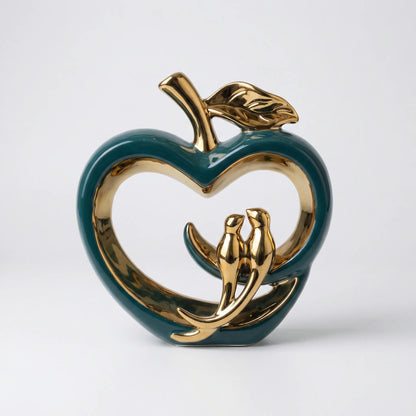 Holle Keramische Appelsculptuur Met Gouden Accenten - Ceramolux