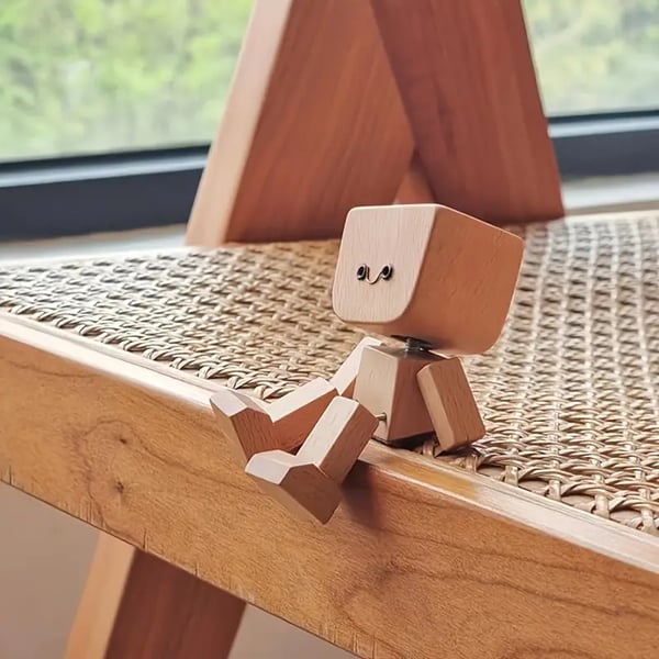 Wooden Rocking Figure Decor with 12 Interchangeable Faces 5