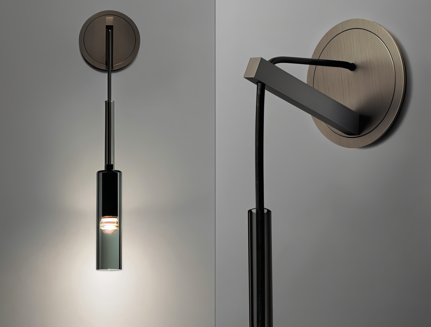 Minimale Wandleuchte mit Rauchglas – Orvane