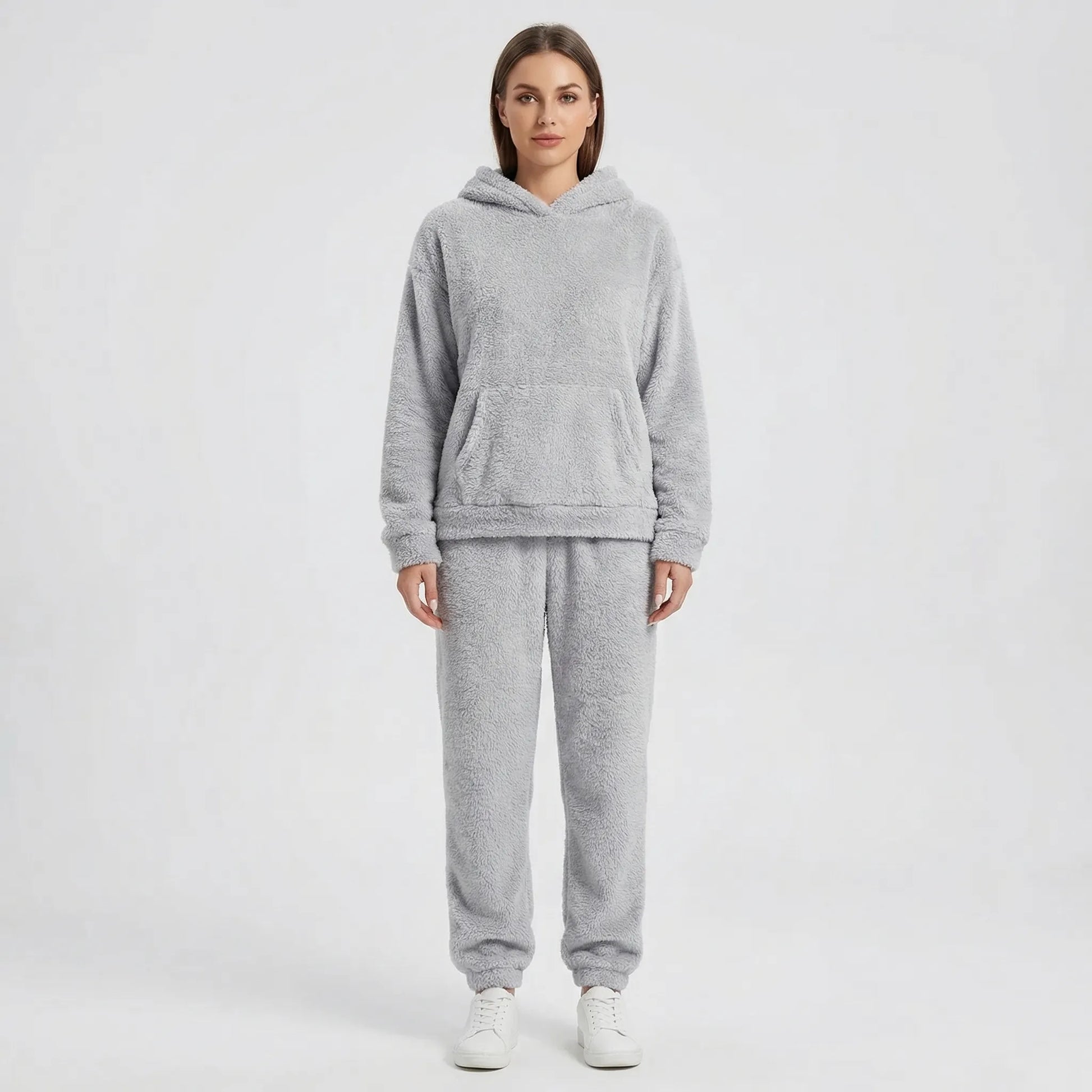 Hooded Fluffy Two-Piece Lounge Set - Marsha