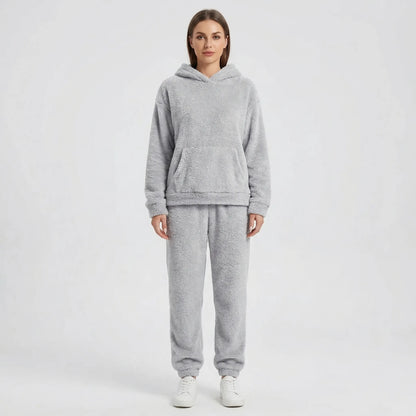 Hooded Fluffy Two-Piece Lounge Set - Marsha