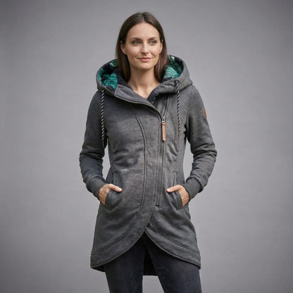 Hooded Zip-Up Winter Jacket For Women - Sally