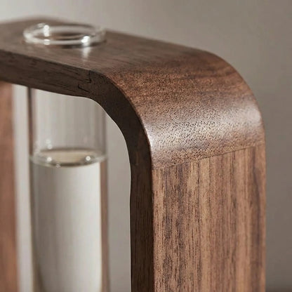 Hydrocultuurvaas Met Houten Frame En Glazen Buis - Floravito