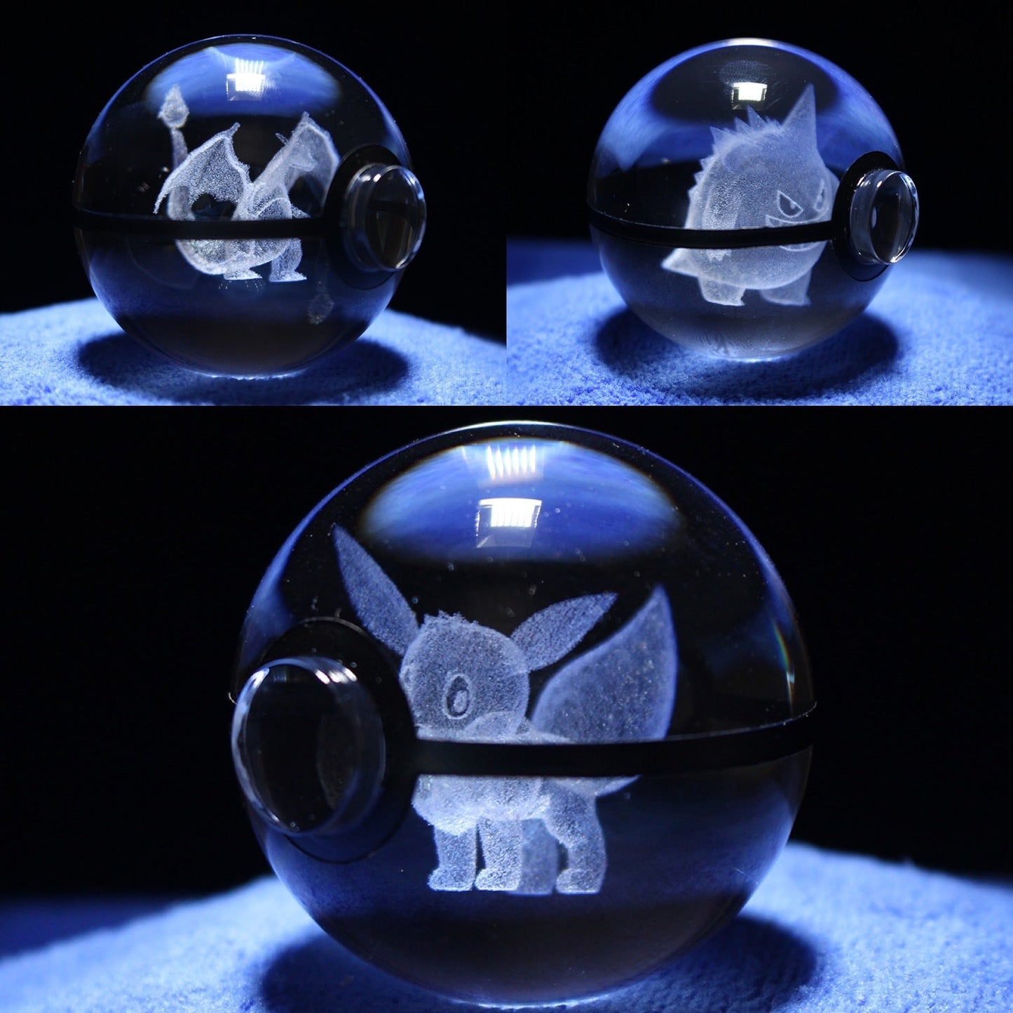 AA OUTOF STOCK Kristall-Pokékugel mit LED-Standfuß – Interaktives Sammelspielzeug