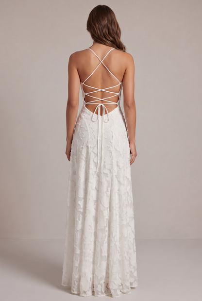 Olivia Maxi Dress - Elegant Evening Gown with Floral Texture 11