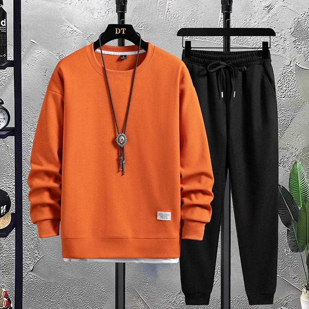 Orangefarbener Jordan Jogginganzug, Herren, Baumwolle, Freizeitmode, Sportbekleidung.