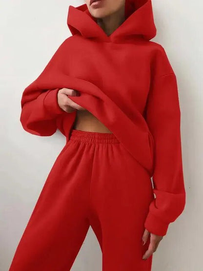 Damen-Kapuzenpulli- und Jogginghosen-Set aus Fleece – Herbstzauber von Marivelle