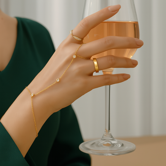 Kettenanhänger | Fingerring Palm Kristall Armband