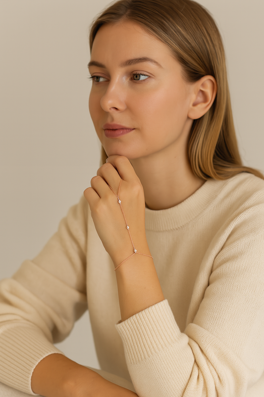 Kettenarmband | Fingerring Palme Kristall Armbänder