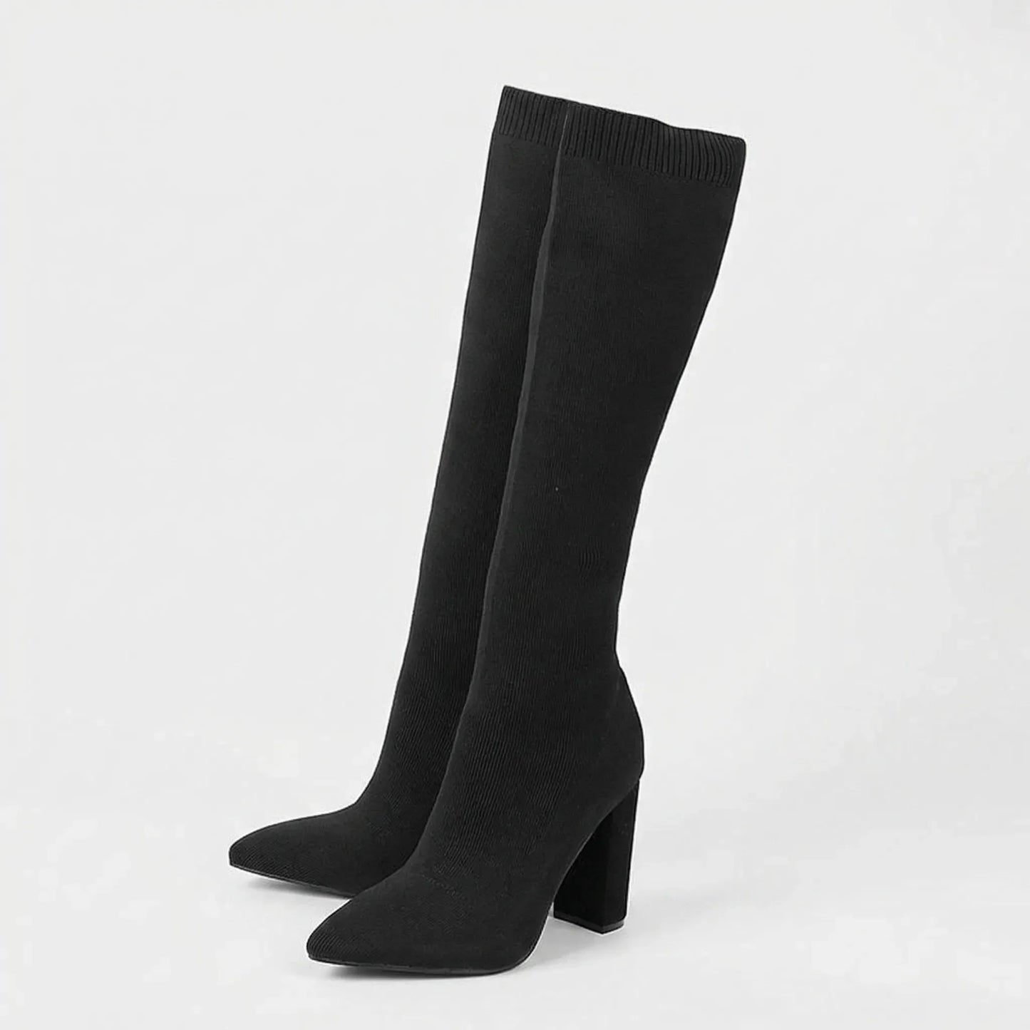 Knee-High Block Heel Stretch Boot - Camille
