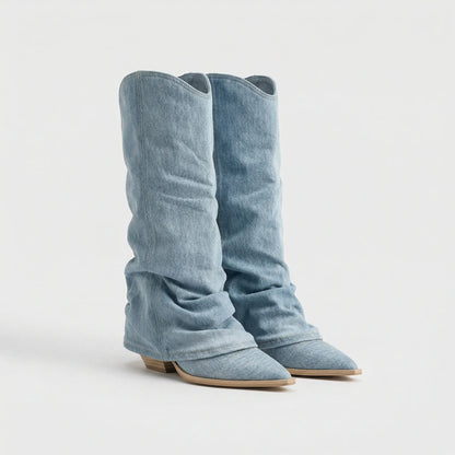 Kniehoher Stiefel Mit Gerafftem Schaft - Lynette