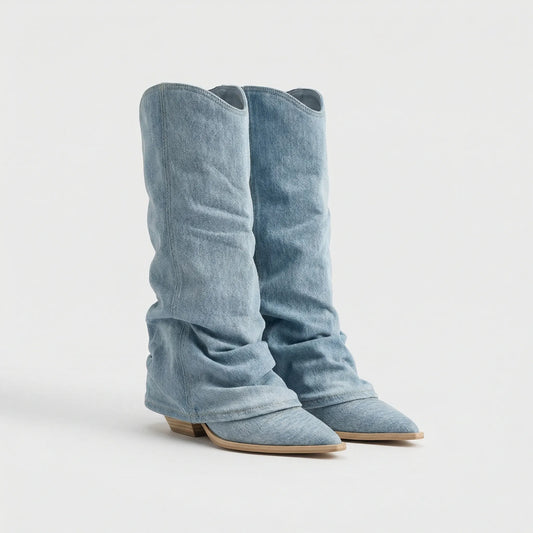 Kniehoher Stiefel Mit Gerafftem Schaft - Lynette