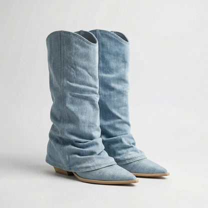 Kniehoher Stiefel Mit Gerafftem Schaft - Lynette