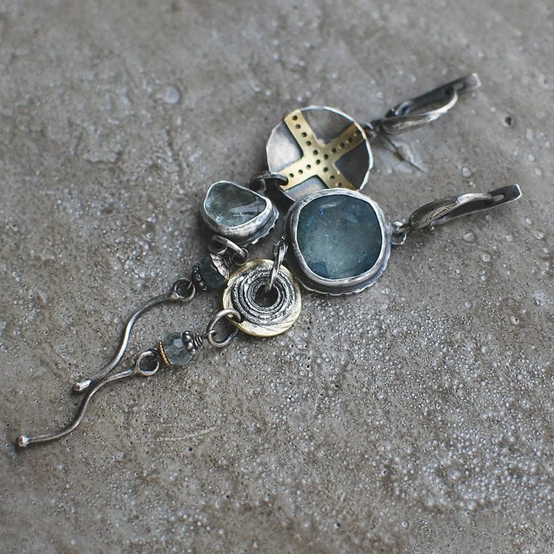Kreuzohrringe Mit Steinen - BlueGemstone 