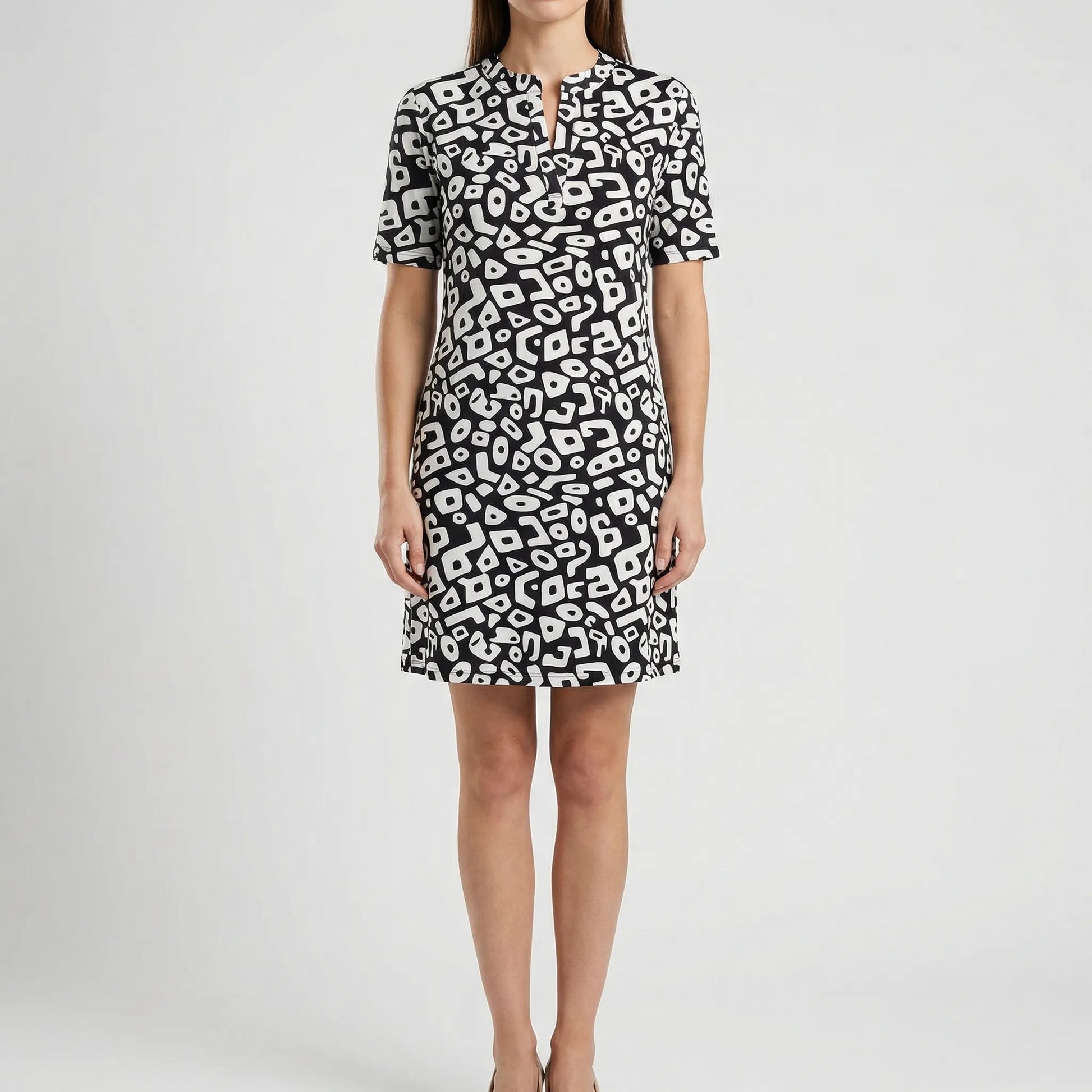 Kurzarm-Kleid Mit Grafischem Allover-Muster - Michele