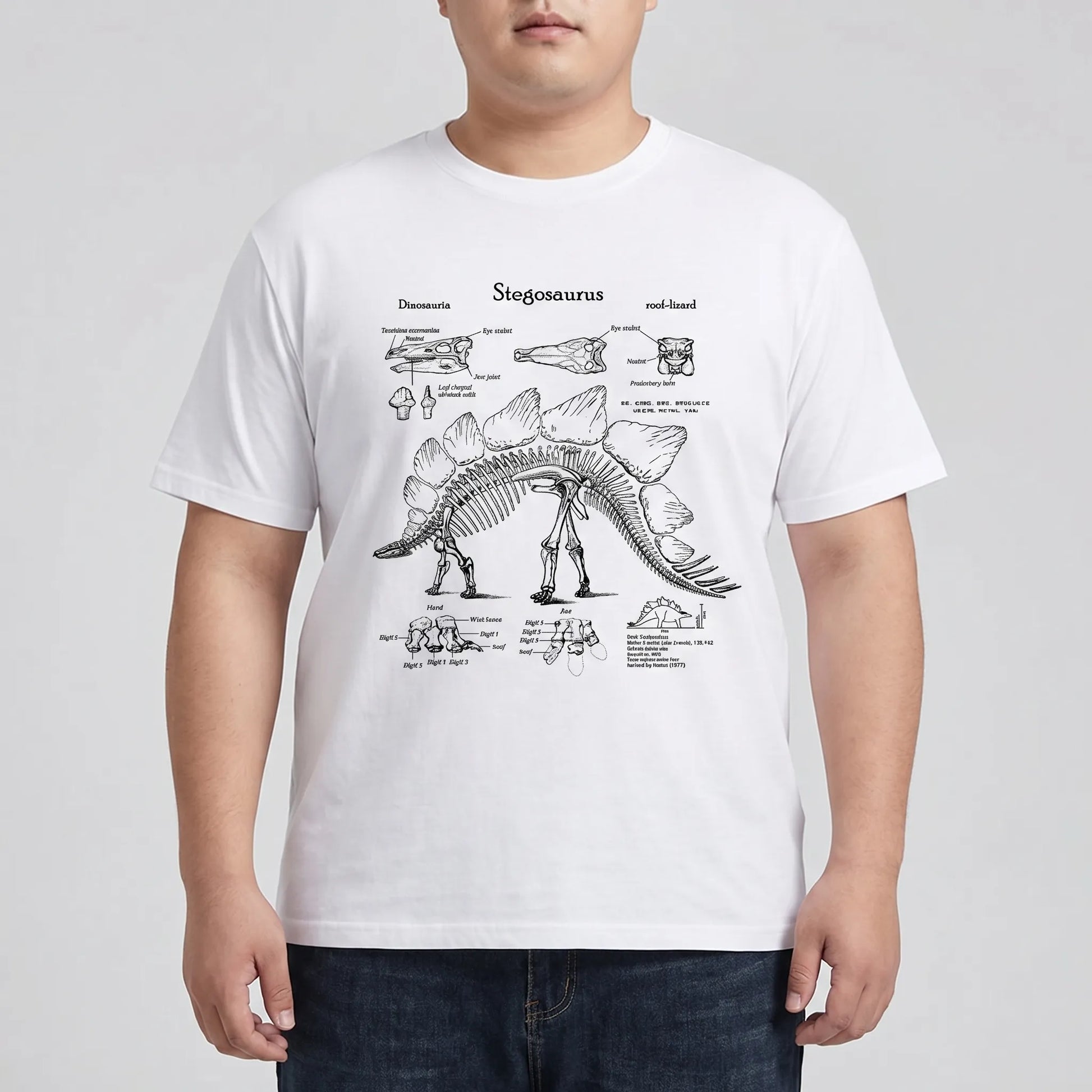 Kurzarm-Shirt mit Dinosaurier-Print in Übergrößen - Jim