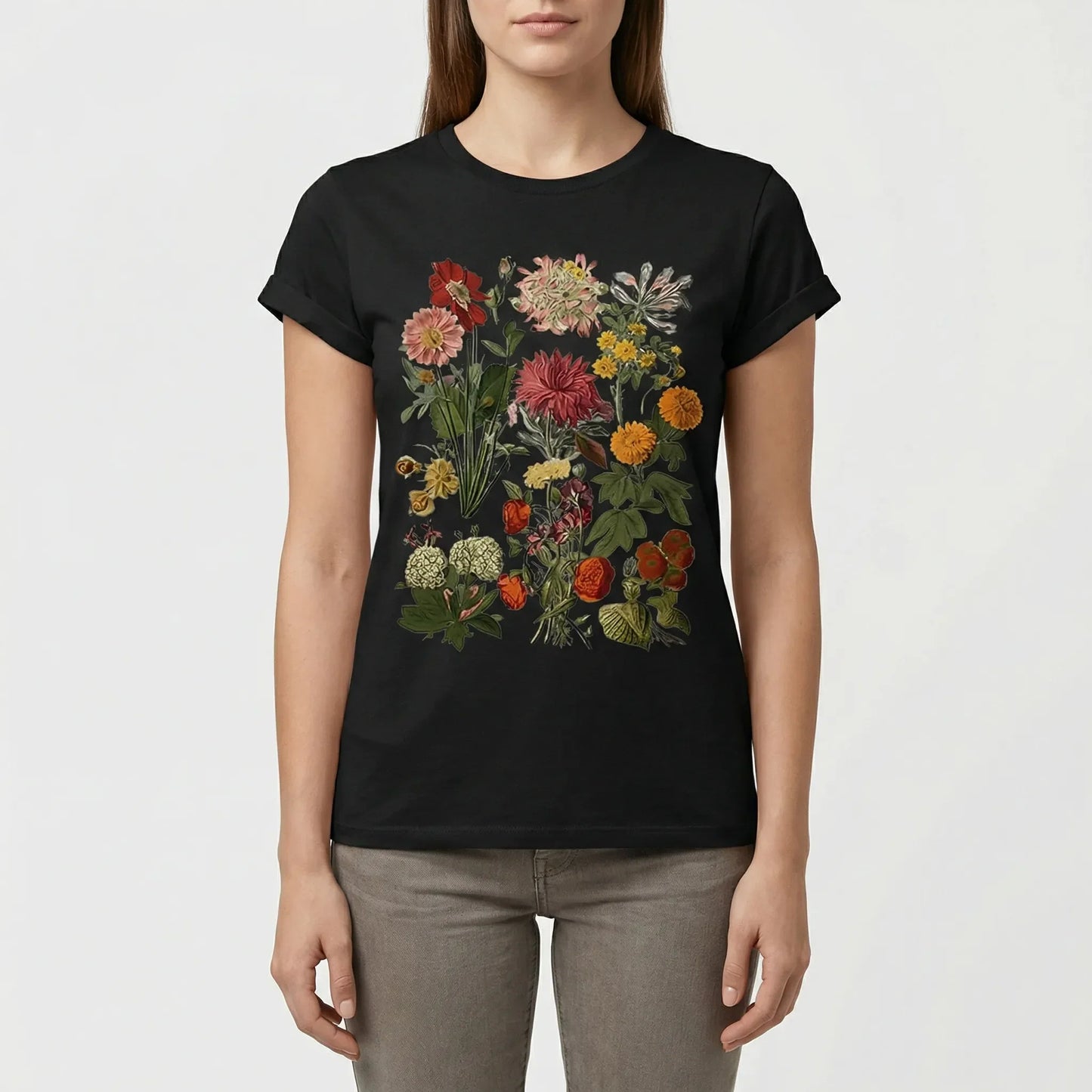 Kurzärmeliges Damen-T-Shirt Mit Blumenmotiv - Yolanda