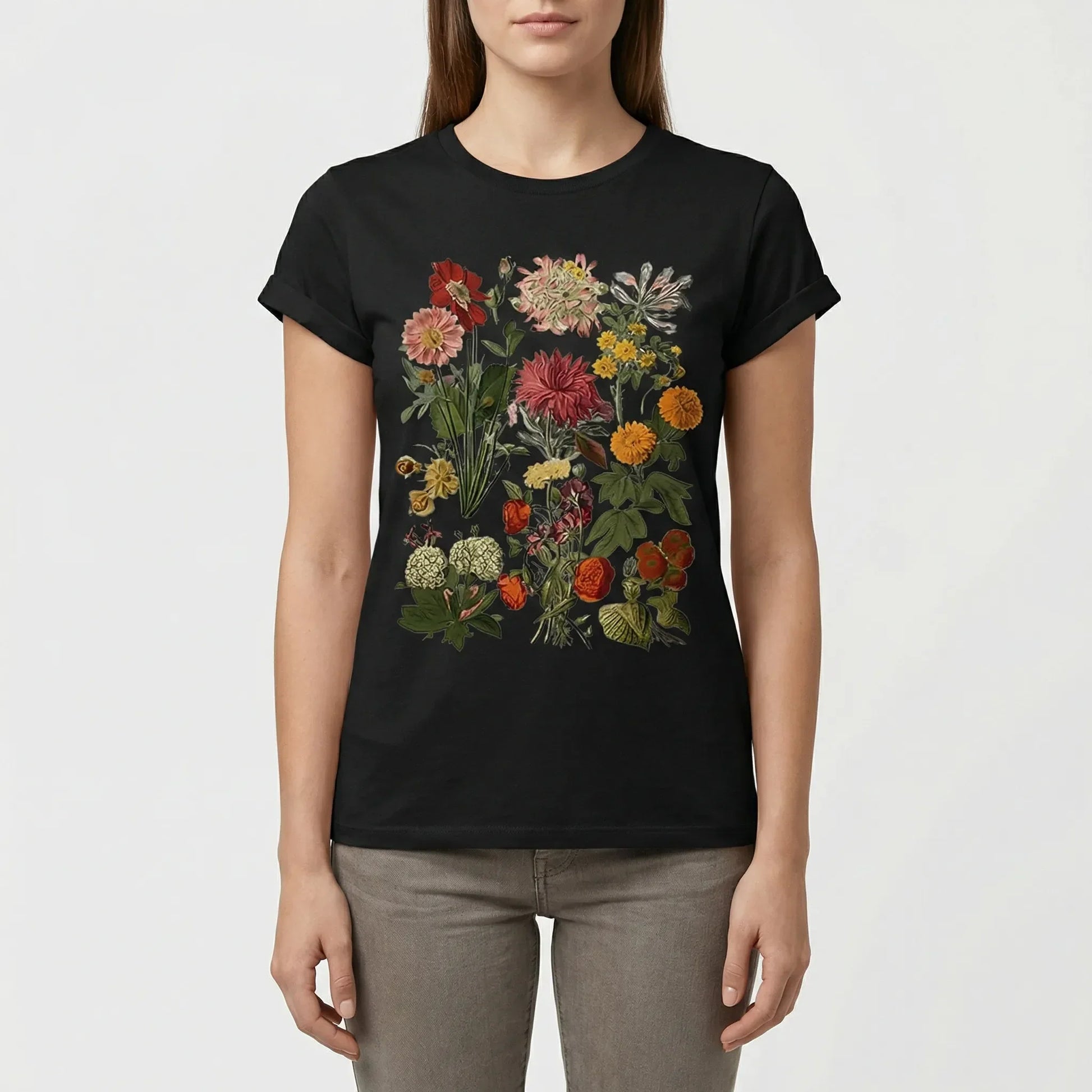 Kurzärmeliges Damen-T-Shirt Mit Blumenmotiv - Yolanda