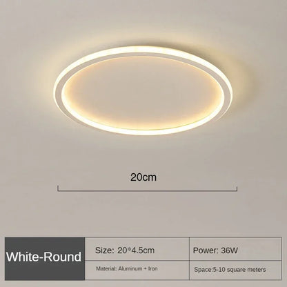 Weiße runde LED-Deckenleuchte, 20cm, Aluminium, 36W, für Wohnzimmer oder Schlafzimmer.