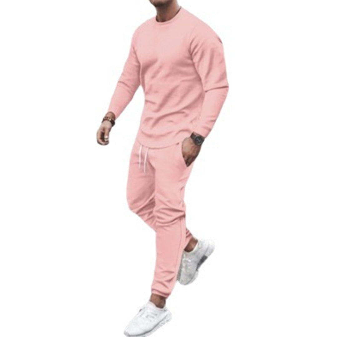 Rosa Jogginganzug für Herren, bequemes Set, Freizeitkleidung, Sportbekleidung, modisch.