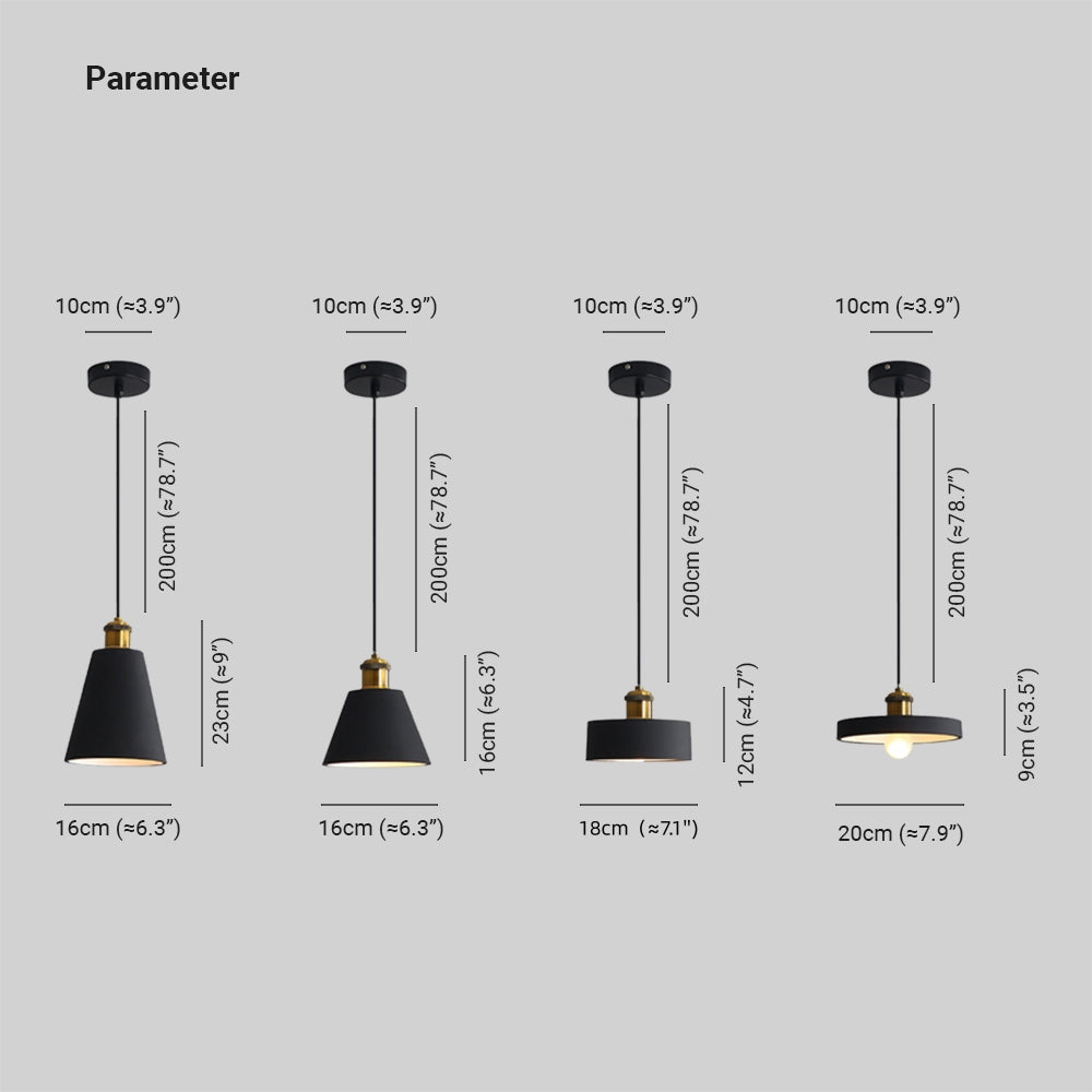 Schwarze Pendelleuchten, verschiedene Designs, Maße, moderne Innenbeleuchtung, Metall, E27.