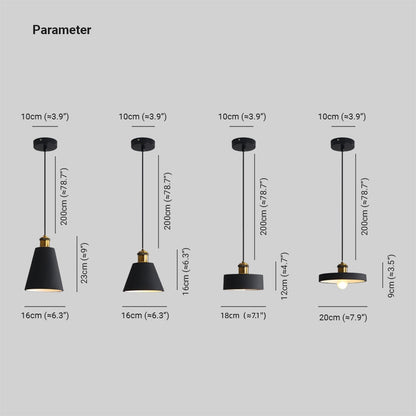 Schwarze Pendelleuchten, verschiedene Designs, Maße, moderne Innenbeleuchtung, Metall, E27.