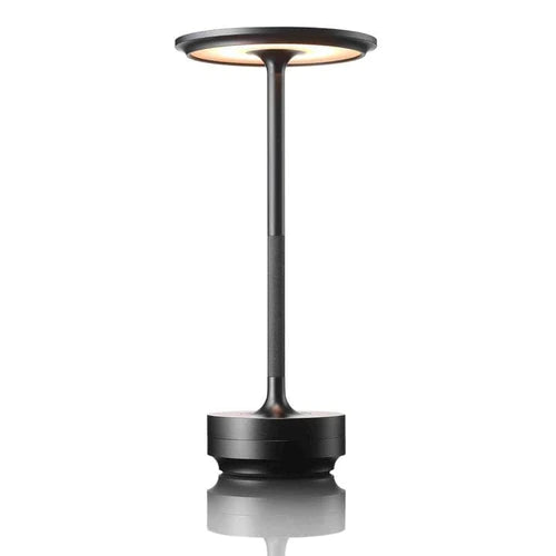 Schwarze LED-Tischlampe, modernes Design, Metall, energiesparend, für Büro oder Wohnzimmer.