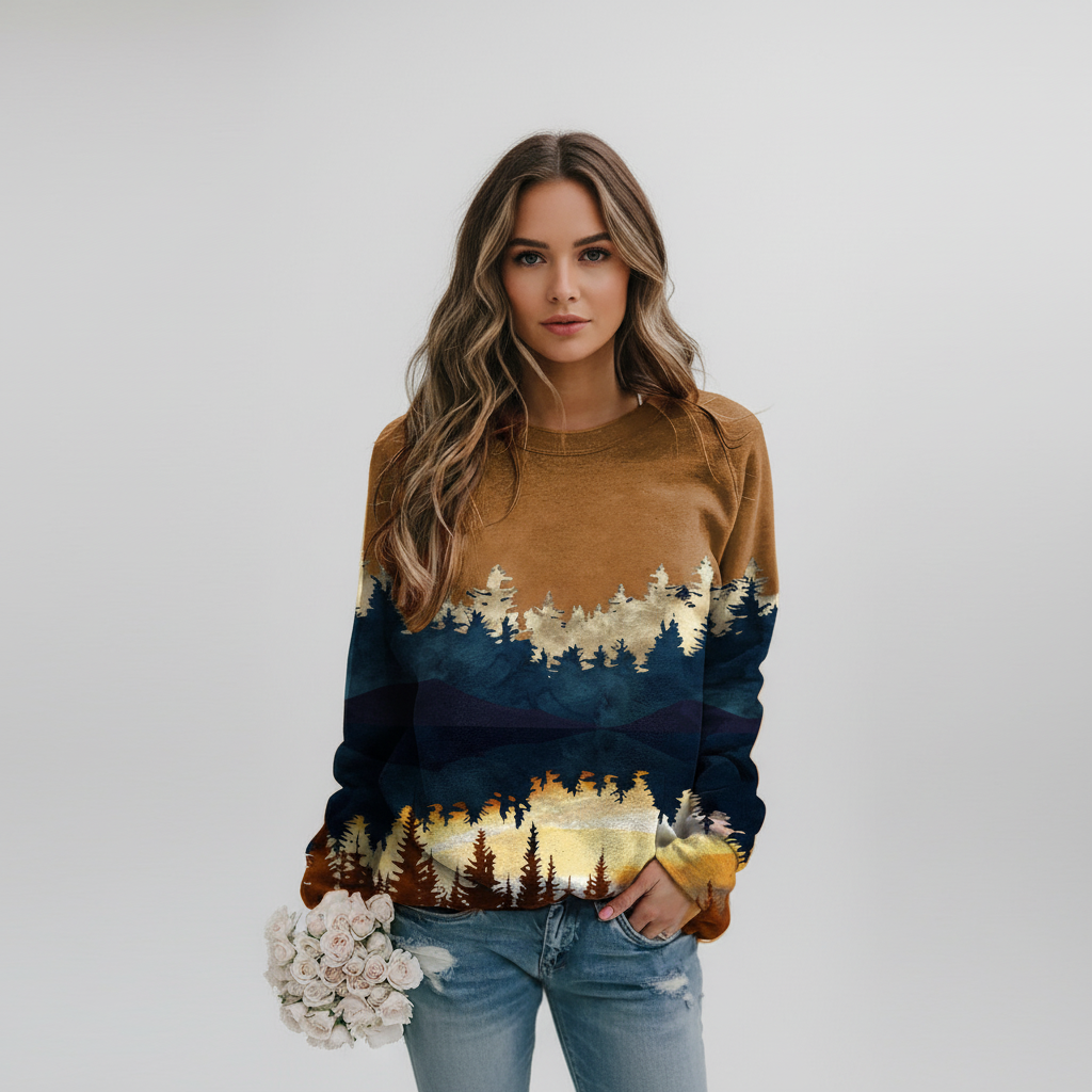 Landschaftsprint Pullover - Franziska